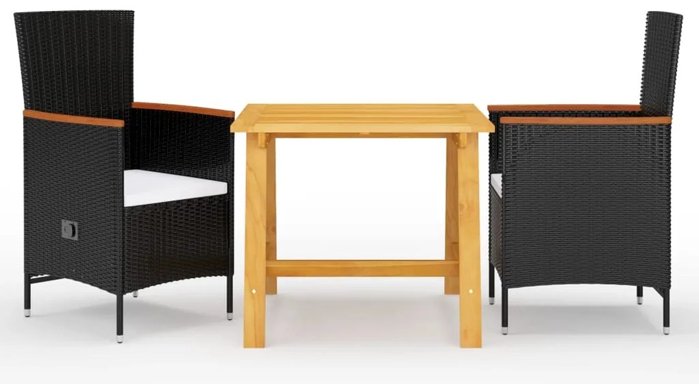 vidaXL Set de masă pentru grădină, 3 piese, negru