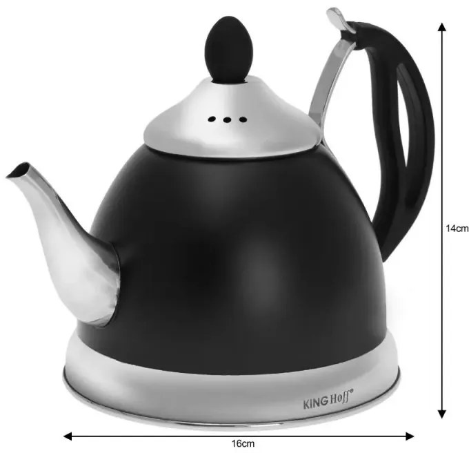 Resigilat: Ceainic cu infuzor Kinghoff KH 1538, 1L, Inox, Negru/Argintiu