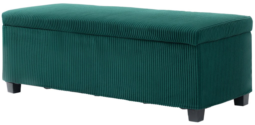 HOMCOM Banc de depozitare capăt de pat din catifea cotelată cu capac, pentru salon, cameră, intrare, 112 x 42 x 40 cm, verde | Aosom Romania