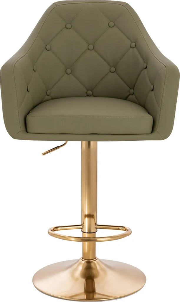 HR831W Scaun Khaki Piele Ecologica Premium Soft cu Bază Aurie