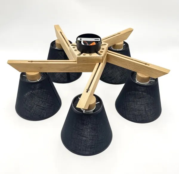 Lustră aplicată Brilagi ANTHONY 5xE14/40W/230V stejar/negru