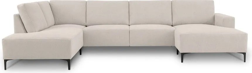 Colțar bej cu tapițerie din chenille (cu colț pe partea stângă/în formă de "U") Fabian – Scandic