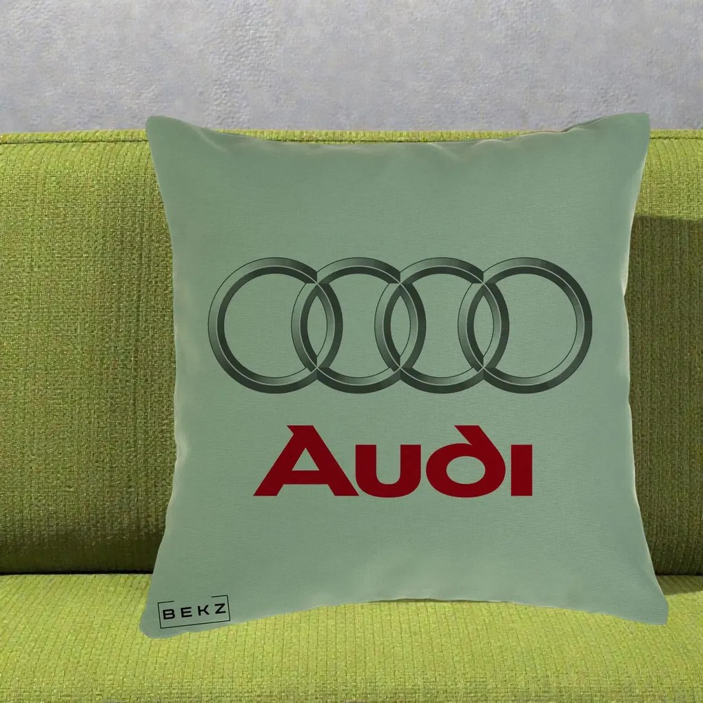 Perna Personalizata cu emblema Audi, 40x40 cm, Verde, Husa Detasabila, Perna Inclusa, BEKZ®