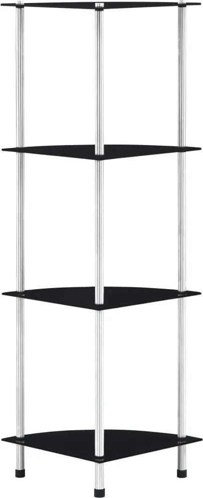 vidaXL Raft cu 4 niveluri, negru, 30 x 30 x 100 cm, sticlă securizată