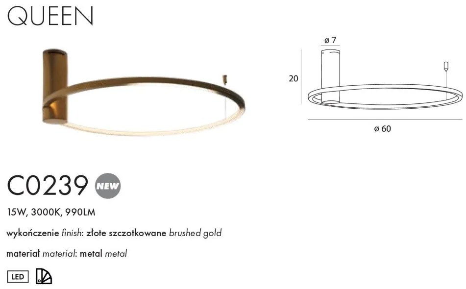 Lustra LED aplicata design circular Queen 60cm