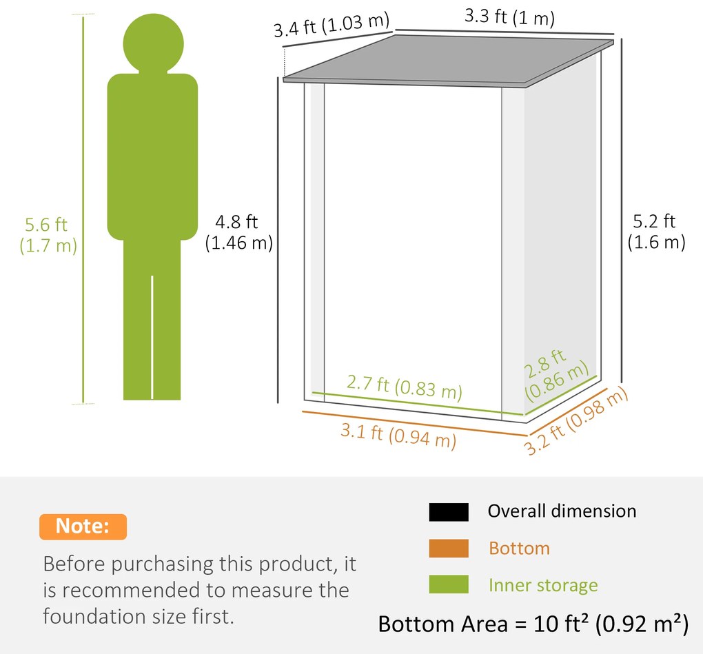 Outsunny Căsuță de Grădină din Tablă de Oțel, Magazie pentru Unelte de Exterior, 100x103x160 cm, Gri | Aosom Romania