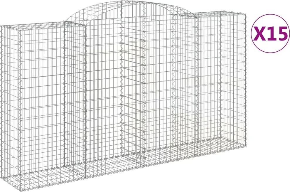 vidaXL Coșuri gabion arcuite 5 buc, 300x50x160/180 cm, fier galvanizat