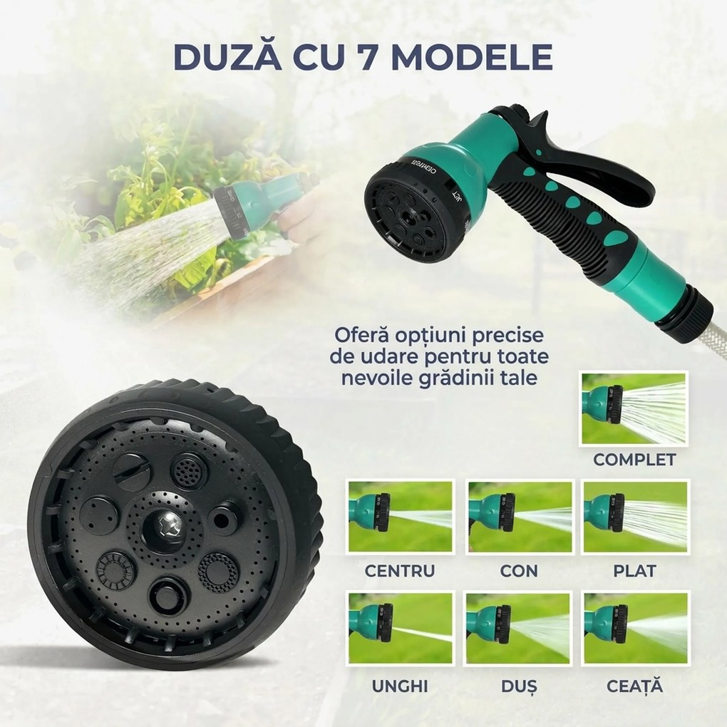 Outsunny Tabur pentru Furtun Retractabil cu Furtun de Apă 30+2 m, Rotativ la 180°, 50x23x45 cm, Verde | Aosom Romania