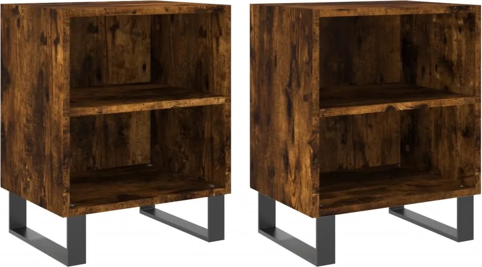 vidaXL Noptiere, 2 buc., stejar fumuriu, 40x30x50 cm, lemn compozit