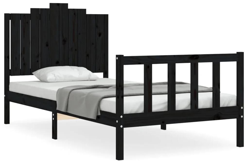 3192290 vidaXL Cadru de pat cu tăblie, negru, 100x200 cm, lemn masiv