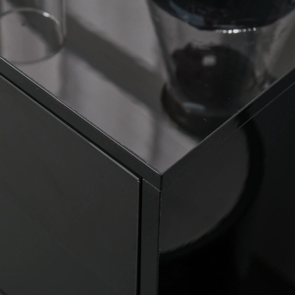 HOMCOM Sifonier de Depozitare cu 2 Sertare, 2 Uși, cu Centură de Siguranță, pentru Sufragerie, Dormitor, 79 x 36 x 74 cm, Negru | Aosom Romania