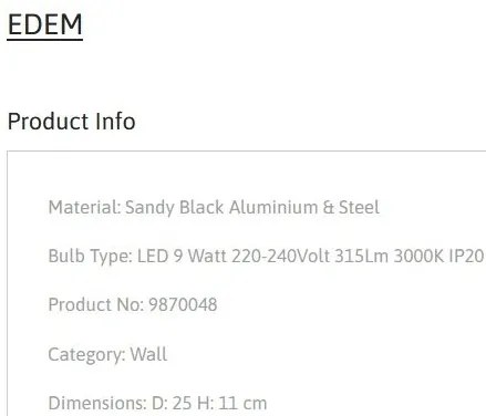 Aplica de perete LED stil minimalist EDEM negru