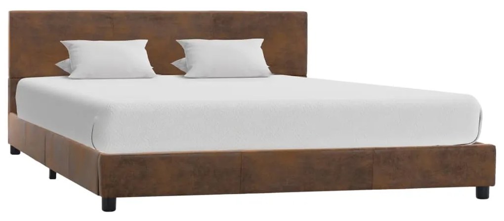 284783 vidaXL Cadru de pat, maro, 140x200 cm, piele întoarsă ecologică