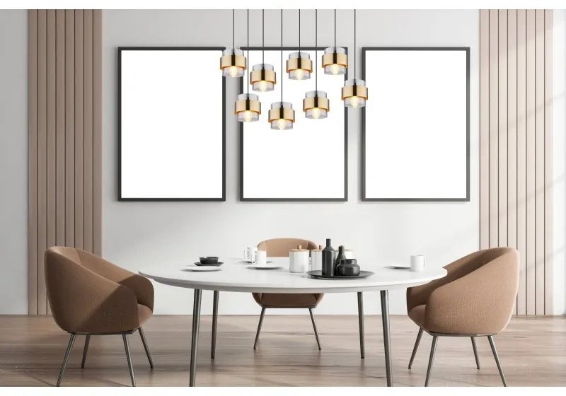 Lustra cu 8 pendule design modern MILLEY negru, auriu