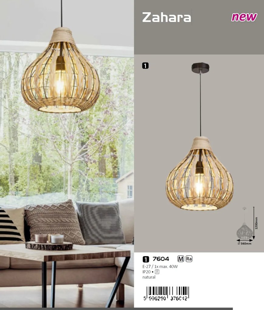 Lustra / Pendul design natural Zahara 7604 RX