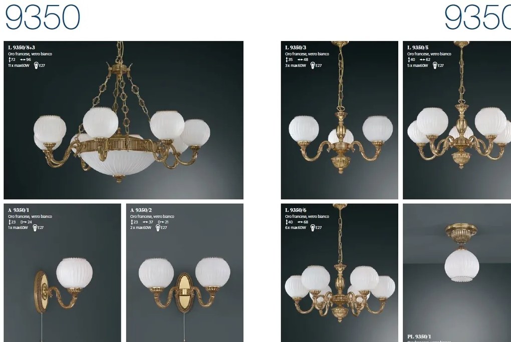 Candelabru din alama cu 6 brate design italian 9350