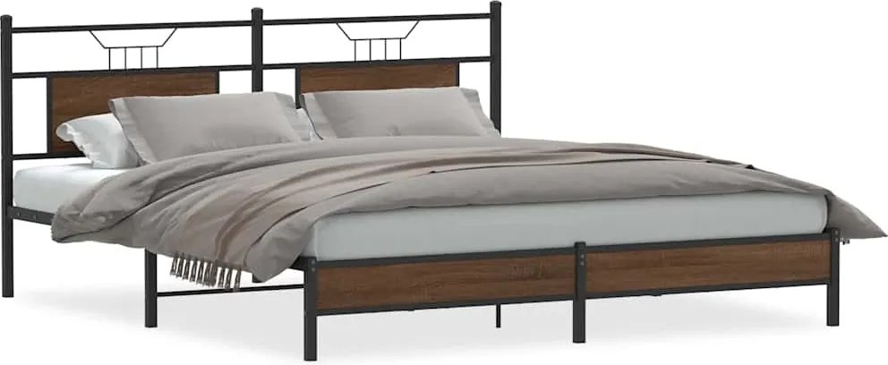vidaXL Cadru pat fără saltea stejar maro, 160x200 cm, lemn prelucrat