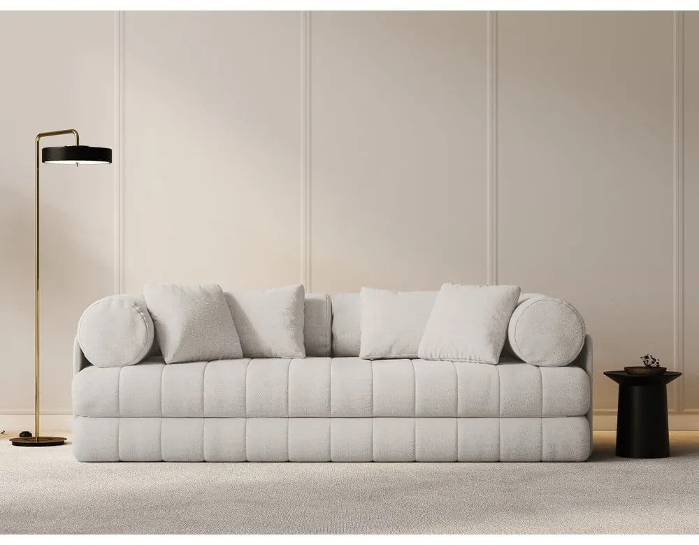 Canapea bej extensibilă cu tapițerie din țesătură bouclé 206 cm Kemi – Cosmopolitan Design