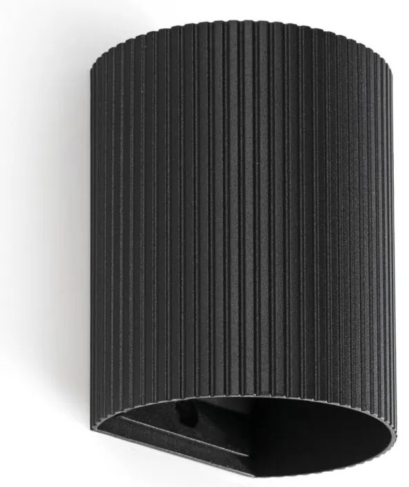 Aplica perete aluminiu striat negru, 1xGU10, SOLE round