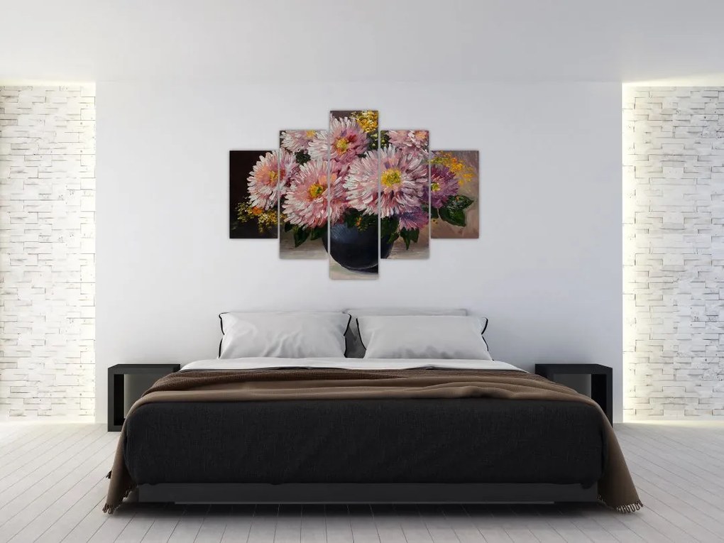 Tablou - Pictură în ulei, flori în vază (150x105 cm)