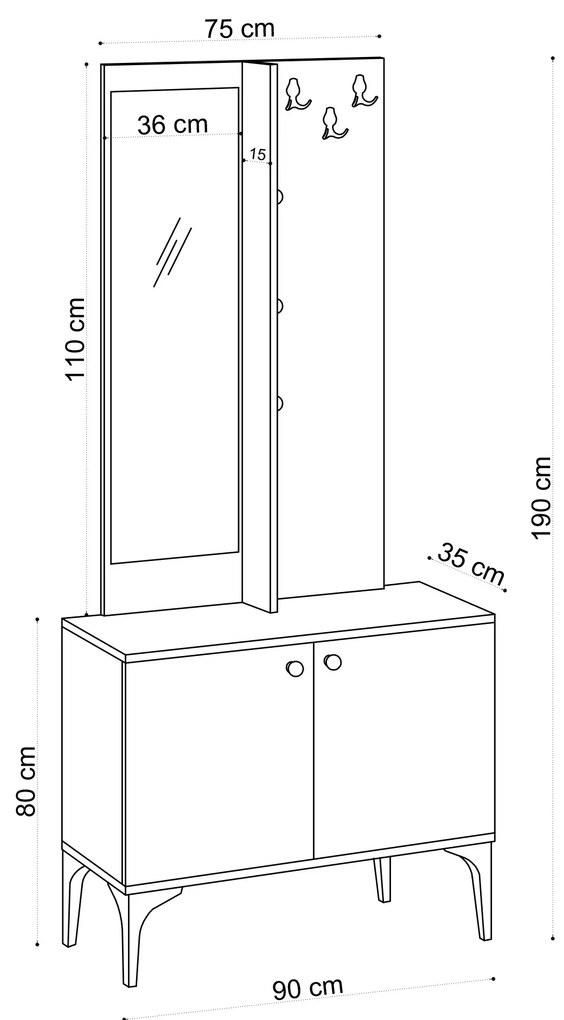 Set mobilier pentru hol Lara (Stejar). 1072683