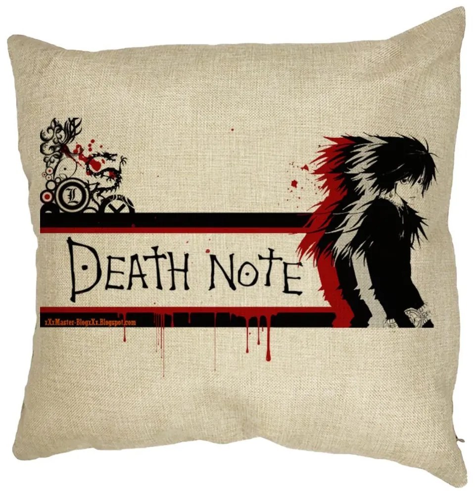 Perna Decorativa cu Death note 3, 40x40 cm, Husa Detasabila, Burduf