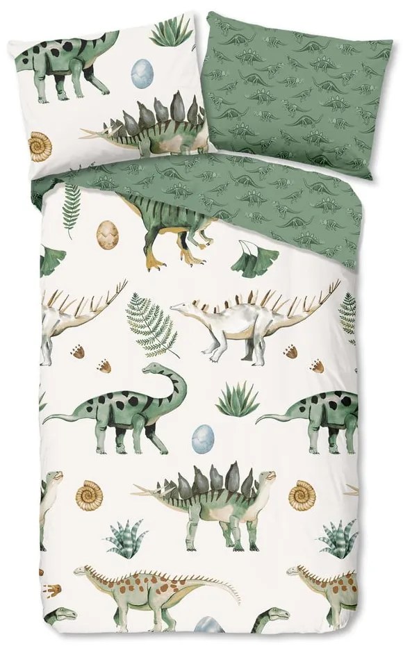 Lenjerie de pat pentru copii verde-bej din bumbac pentru pat de o persoană 140x200 cm Gabi – Good Morning