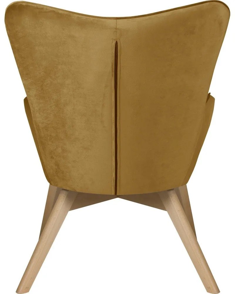 Fotoliu galben muștar cu tapițerie din catifea Niko – Ropez