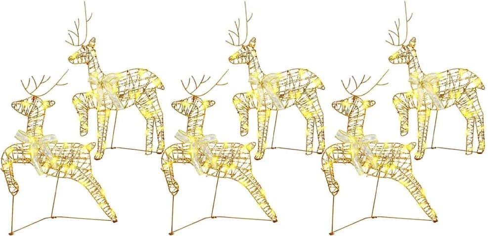 vidaXL Reni LED cu 180 LED 6 pcs Auriu PET