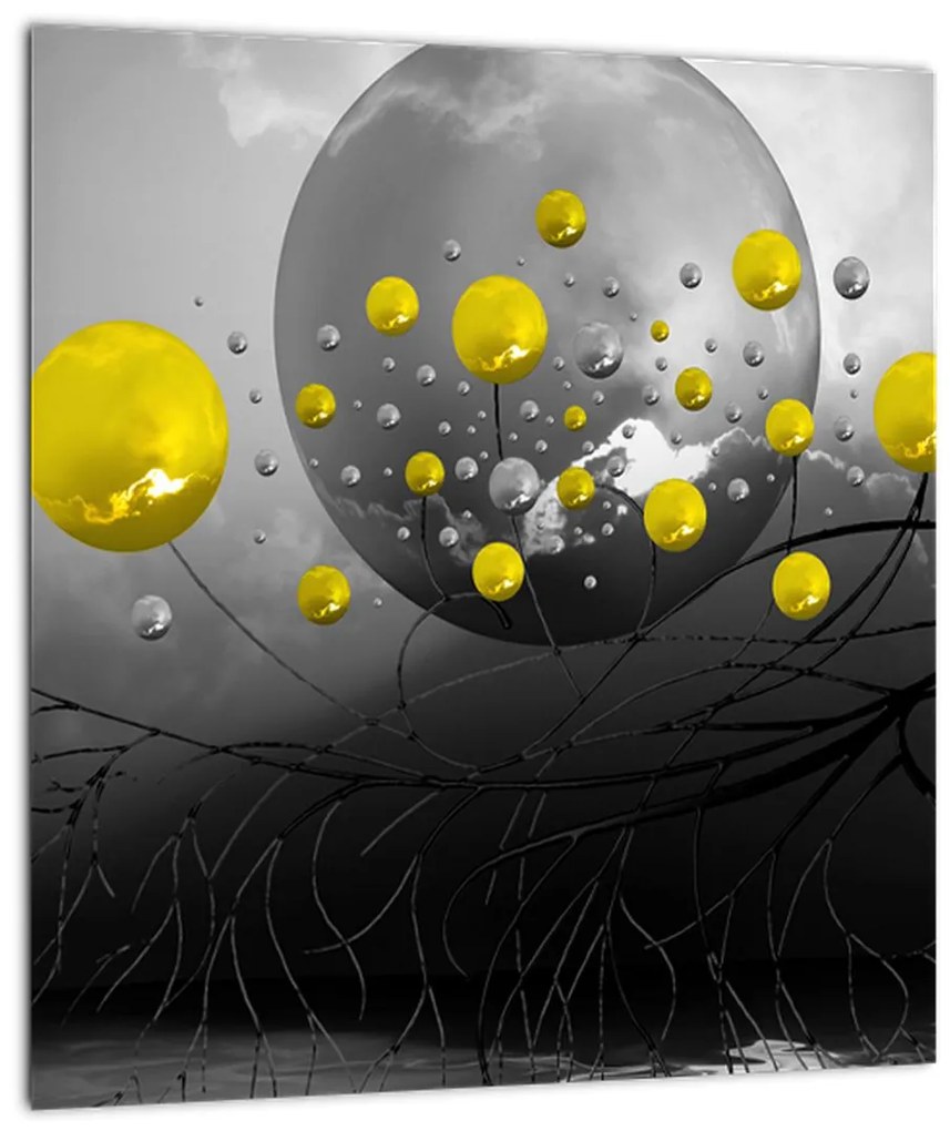 Tabloul - bile abstracte galbene (30x30 cm)