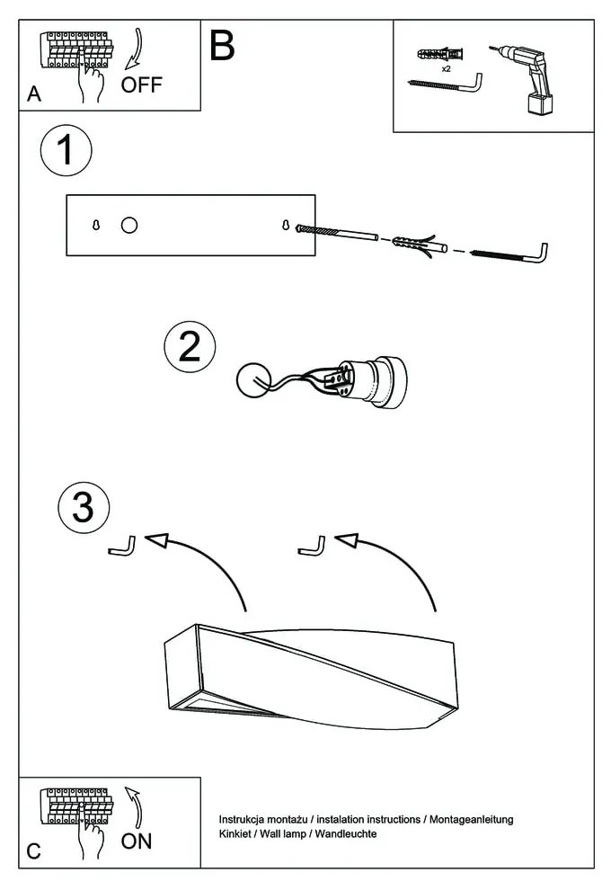 Aplică din ceramică Sollux Taurus, negru