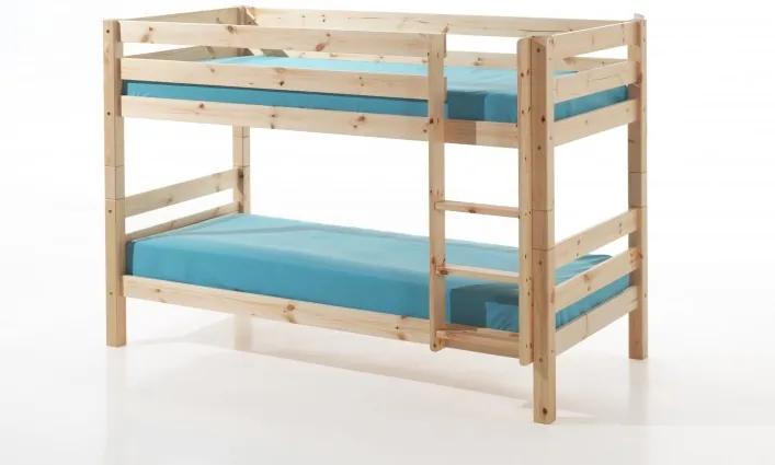 Pat etajat din lemn de pin pentru copii Pino Small Natural, 200 x 90 cm