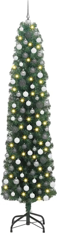 vidaXL Brad de Crăciun artificial Verde 210 cm PVC și oțel și plastic