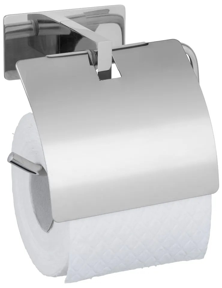 Suport pentru hârtie igienică argintiu lucios autoadeziv din oțel inoxidabil Genova – Wenko