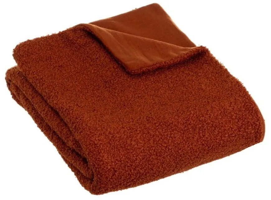 Pătură cărămizie din sherpa 130x160 cm Sherpa Bouclé – Casa Selección