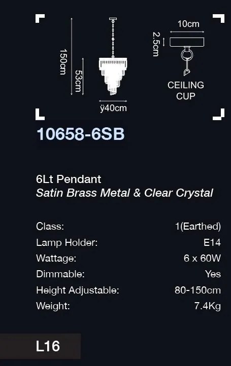 Candelabru cristal metal alama design elegant Lux, Belle 6L