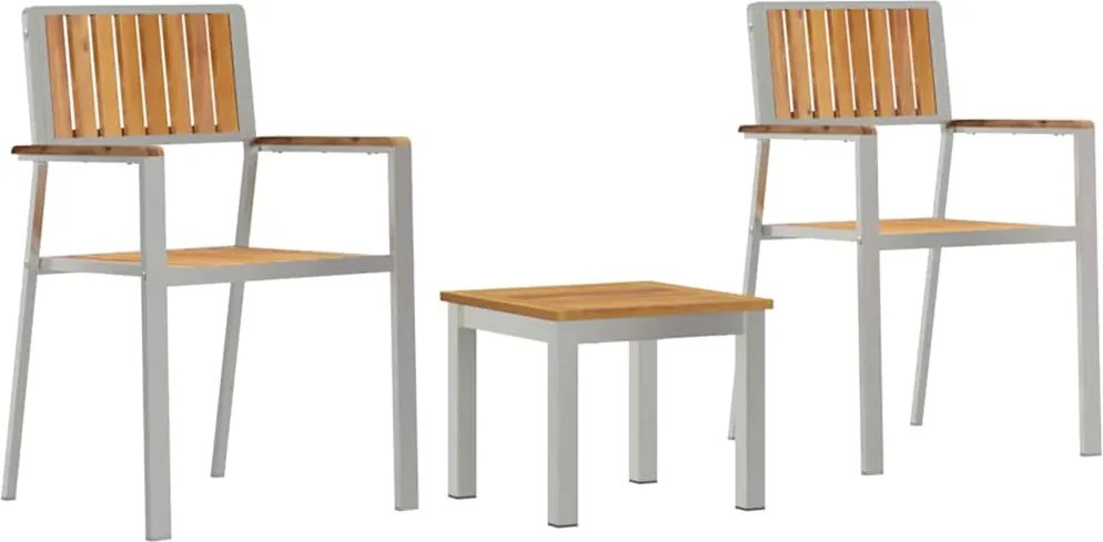 vidaXL Set de masă pentru grădină 3 pcs Maro Lemn solid de tec