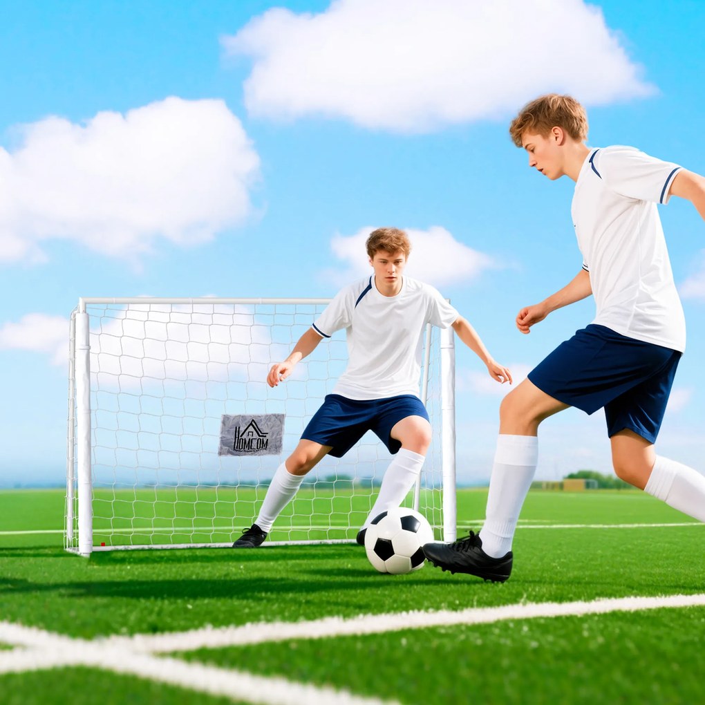 HOMCOM Poartă de Fotbal pentru Adulți și Copii de Grădină cu Țintă Centrală și Stâlpi, 186x62x123 cm, Alb | Aosom Romania
