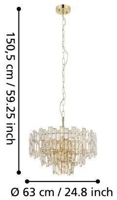 Lustră pe lanț CALMEILLES 10xE14/25W/230V d. 63 cm Eglo 39613