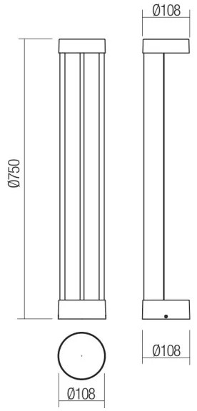 Redo 90366 - Lampă LED de exterior ZEUS LED/11,5W/230V 3000K 75 cm IP54 maro