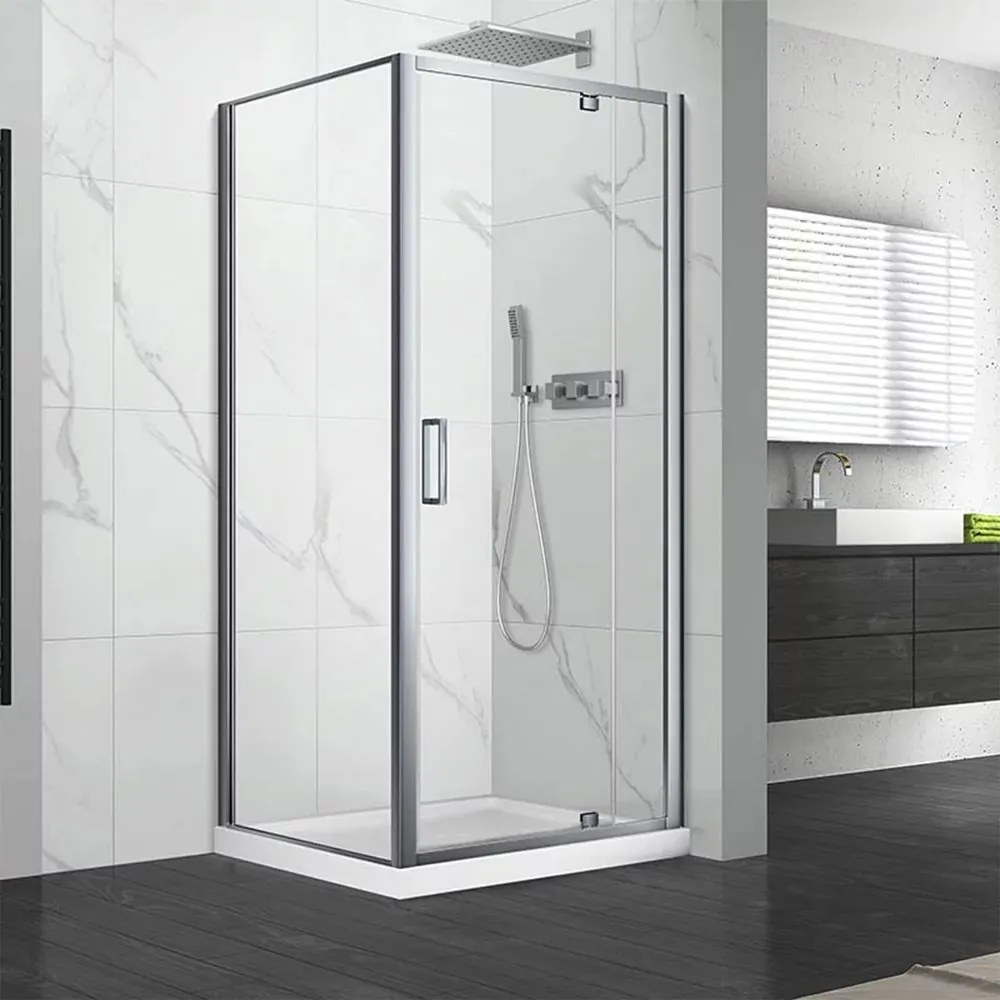 Cabina de dus patrata cu usa pivotanta Fluminia Andina 90x90 crom