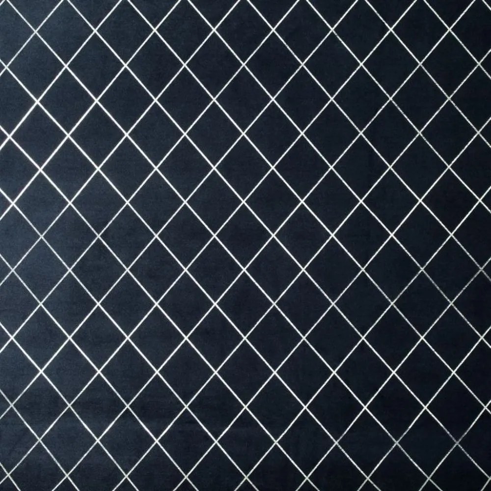 Draperie albastra închis pentru cercuri cu motiv geometric 140 x 250 cm