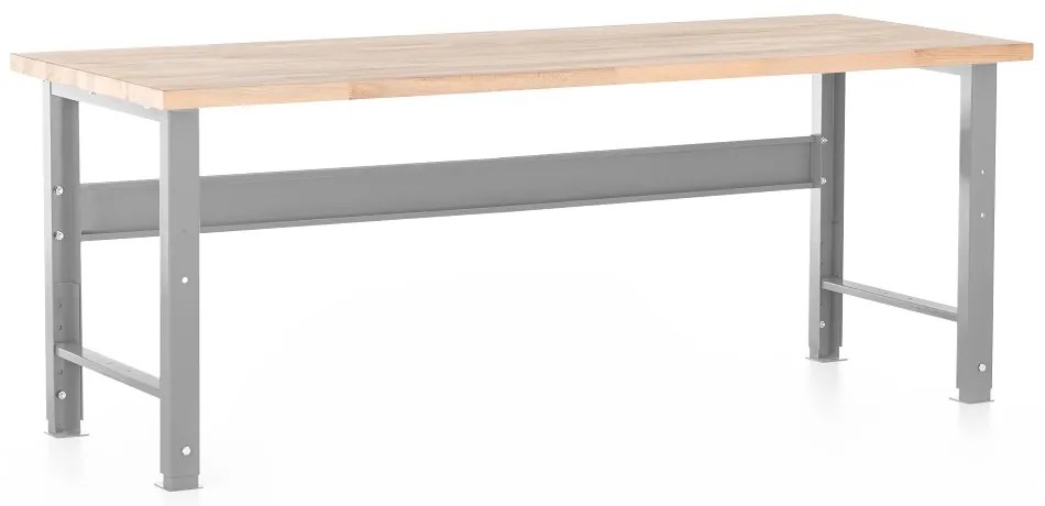 Masa de atelier reglabila in inaltime cu placa frontala 200 x 80 cm, gri - ral 7038