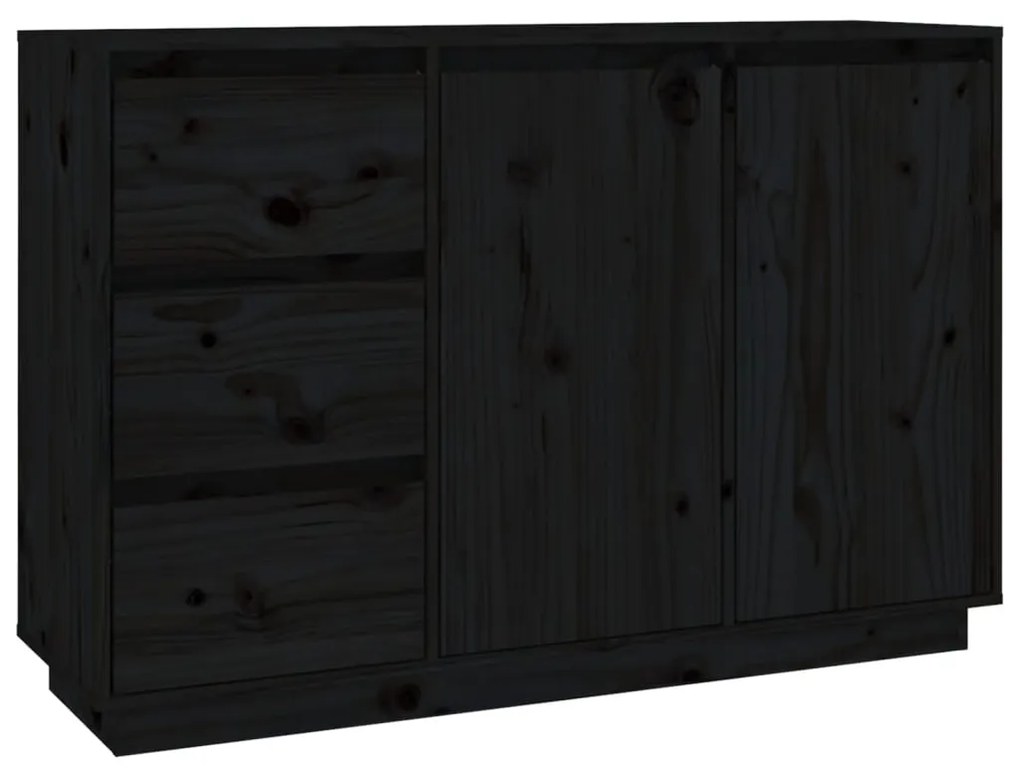 813808 vidaXL Servantă, negru, 111x34x75 cm, lemn masiv de pin