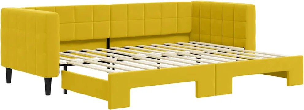 vidaXL Pat de zi cu extensie, galben, 80x200 cm, catifea