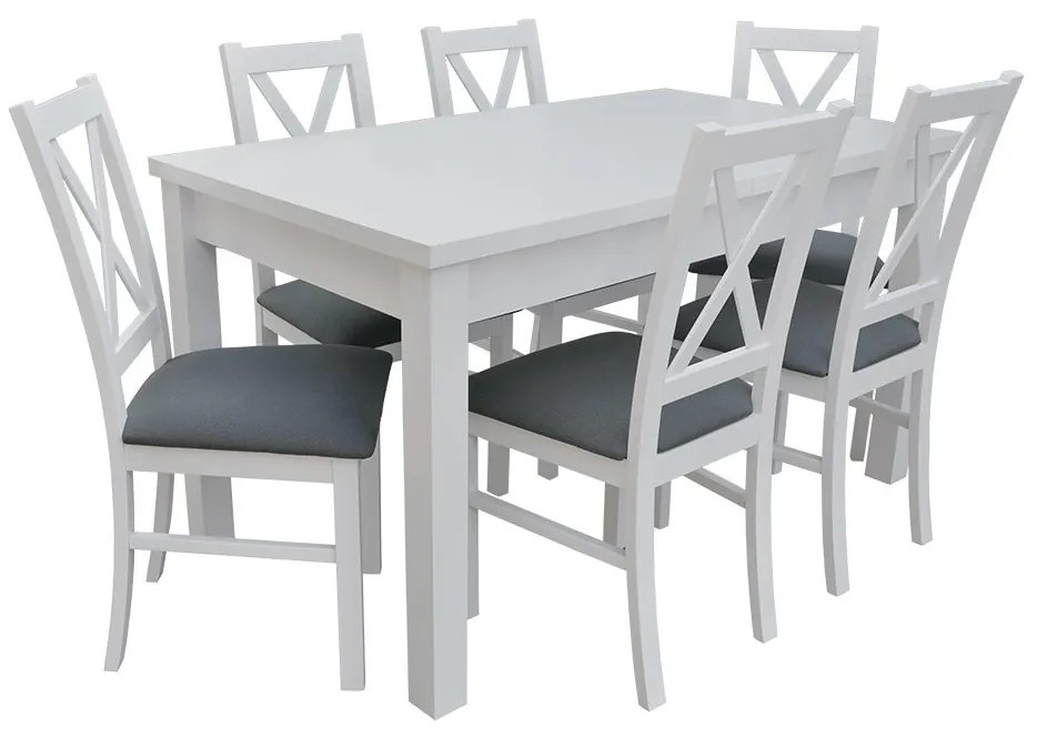 Set de sufragerie pentru 6 persoane Fern (Alb) (piele ecologică Soft 018). 1058649