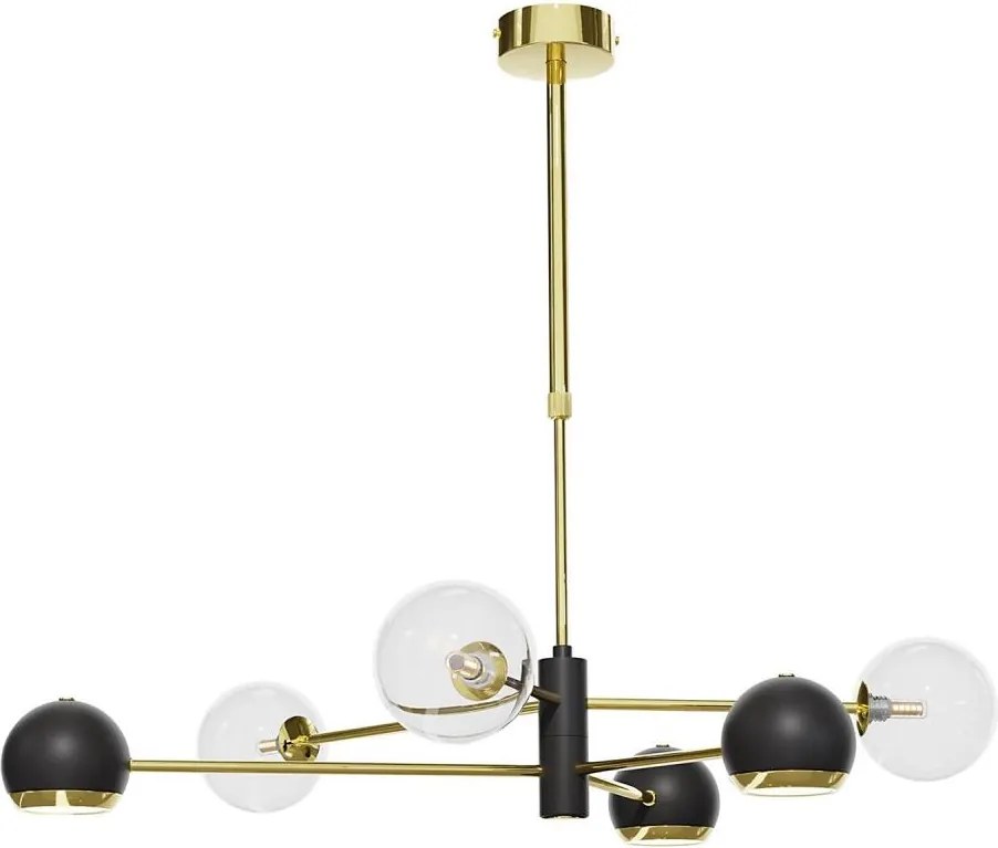 Jupiter 1967 - Lustră pe tijă MOKA, 3xGU10/10W/230V + 3xG9/10W/230V, auriu/negru/transparent