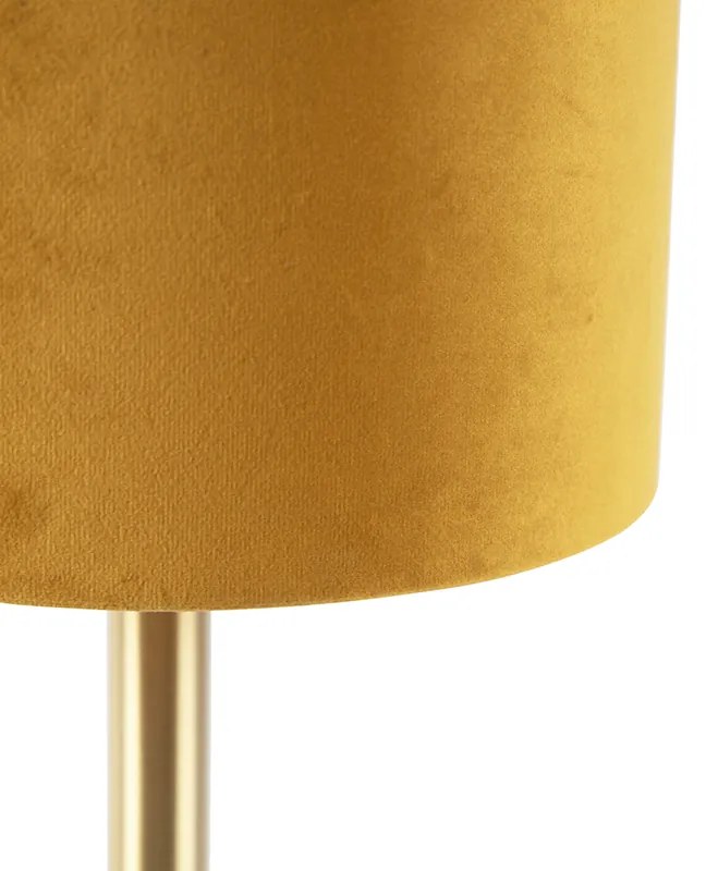 Lampă de masă din alamă cu abajur galben 20 cm - Simplo
