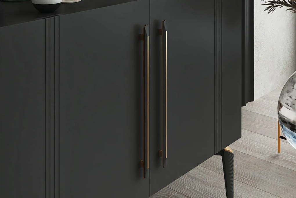 Maner model MEMPHIS, 192 mm, finisaj negru mat/auriu