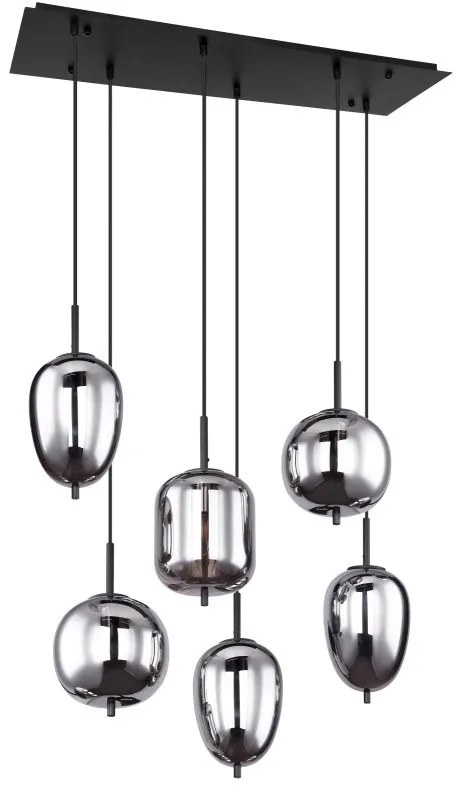 Lustra cu 6 pendule design modern Blacky negru mat